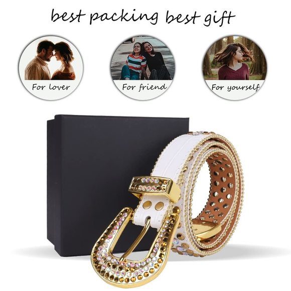 Rhinestone Belt For Men Women, Western Leather Belts Sparkle, Cowgirl Cowboy😎